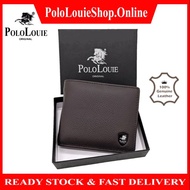 [Gift Box] Original Polo Louie Men's High Quality Genuine Leather Wallet Zip Button Purse Dompet Kul