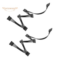 2PCS 15 Pin SATA Power Extension Hard Drive Cable 1 Male to 5 Female Power Supply Splitter Adapter Cable