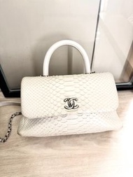 Chanel coco handle 白色蛇皮袋 包