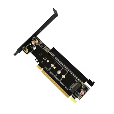 P1K PCIe 4.0 X16 Splitter Adapter Card PCIe X8 + 2×M.2 M-key NVMe SSD Expansion Card for M.2 NVMe 22