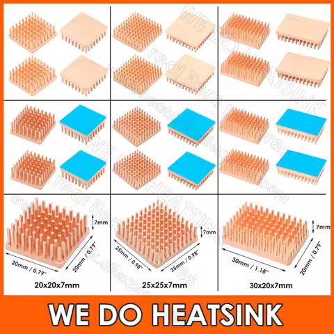WE DO HEATSINK 20x20x7mm 25x25x7mm 30x20x7mm Heat Sink Without or With Thermal Pad, Various Copper S