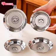 XIAWUSS Round Plates, Shockproof 14/16CM Mini Plates, Cartoon 304 Stainless Steel Tableware Reusable