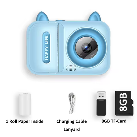 Children's ortable Digital Printer Instant Camera - Thermal Instant Photos + 1080P Video, 8G Storage