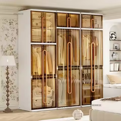 Light Luxury Hanging Wardrobes Bedroom Simple Assembly Clothes Storage Cabinet Large Capacity Rental