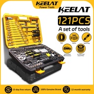 KEELAT 121Pcs Toolbox Ratchet Wrench Set (50HRC) DIY Tools Screwdriver Hex Drive Hardened Steel
