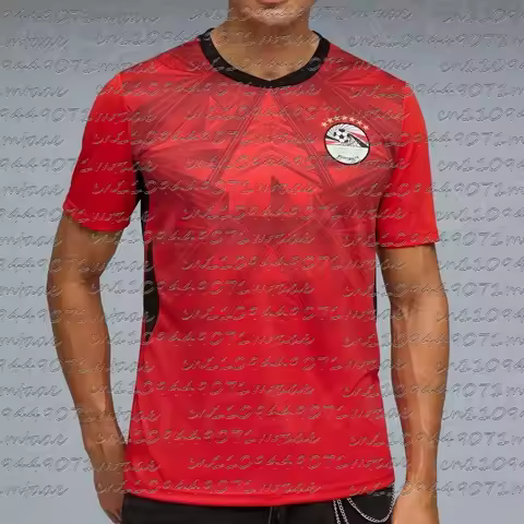 Men's Egypt Soccer Jersey White Pyramid Pattern EFA 7-Star Crest Football Shirt AFCON Fan Jersey for