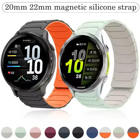 20mm 22mm Silicone Strap for Garmin Forerunner 570 970 265 965 165 55 Active 6 5 Magnetic Bracelet W