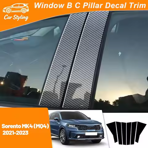 For Kia Sorento MQ4 2021-2023 2022 Carbon Fiber Window Door Column Deal B C Pillar Post Cover Trim S