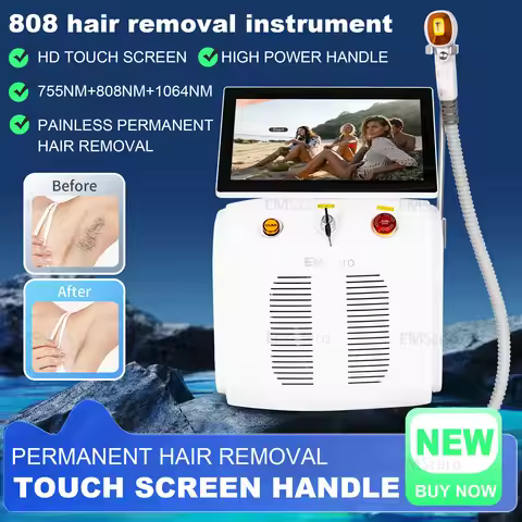 Professional 808nm Diode Laser Permanent Hair Removal Machine 755 1064nm Ice Cooling Painless Skin R