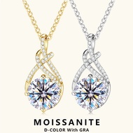 8mm 2ct Moissanite Necklace 925 Sterling Silver Swirl Pendant Necklaces for Women 14K Gold Plated Je