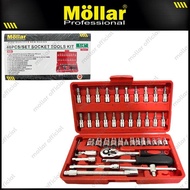 MOLLAR 46 SOCKET WRENCH SET 1/ 4 inch 46pcs SCREWDRIVER SOCKET WRENCH SHOCK WRENCH/