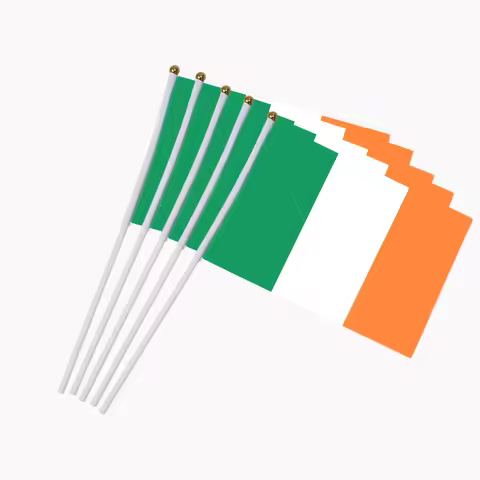5pcs Promotion Wholesale Small Ireland Hand Waving National Flag 14*21cm Polyester Flag