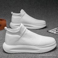 Summer Breathable Mesh Inner Height Increasing Shoes Men 10cm8cm Flying Knit Summer Men's Shoes Whit