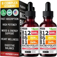 (2Pack)VitaminB12andB6LiquidDrops,B12SublingualVitaminBComplex-B12Vitamin5000mcg-B12Methylcobalaminf