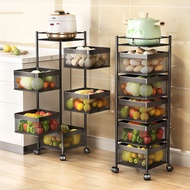 ♨3 4 5 Layer Rotatable Kitchen Utility Trolley Cart Shelf Storage Rack Organizer With Wheels Stand K