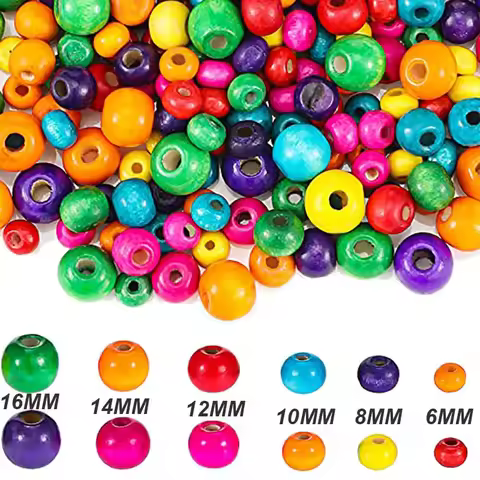 16-300pcs Colorful Wooden Spacer Beads 6-16mm Round Loose Wood Bead DIY supplies Bracelets Jewelry J