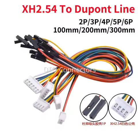 5PCS XH2.54 To Dupont 2.54mm 1P Male/Female Cable 2/3/4/5/6/7/8/9/10P 26AWG Jumper Wire 10CM/20CM/30