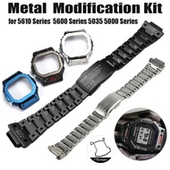 Titanium Metal Modification Kit compatible for G Shock DW5600 DW5610 Metal Bezel Case Set Stainless Steel Band for GWM5610 Accessaries Kit