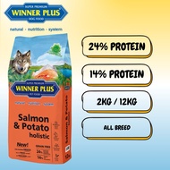 Winner Plus Salmon & Potatoes Dog Food | Grain Free Premium Dry Dog Food for All Breeds (2kg / 12kg)