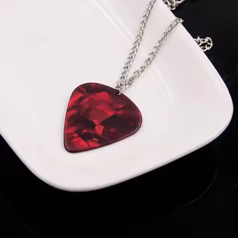 Guitar Pick Necklace Heart Ruby Pendant Eddie Munson Necklace Strange Horror Things Guitar Pick Pend