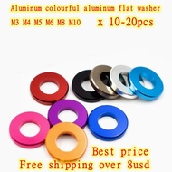 10-20pcs/lot M3 M4 M5 M6 M8 M10 Corlorful Aluminum Flat Gasket washer for RC part A1