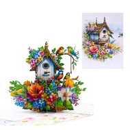 H45 - Bird House 3D Card & Brilliant Flowers – Viethands Giftshop