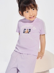 女幼童裝|Logo純棉小熊印花圓領短袖T恤-紫色