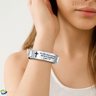 ANEMONE Inspirational Quotes Braclets, Stainless Steel/PVC Adjustable Family Friendship Bracelet, Wr