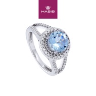 HABIB Aquamarine Cut and Diamond Ring in 375/9K White Gold 265990223(R)