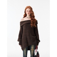 1JINN STUDIO Lazy Little Hot Girl Sexy Strapless One-Shoulder Autumn Winter Mid-Length Warm Thick Sw