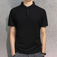 M-5XL Korean Summer Fashion Loose Sport Plain Plus Size Short Sleeve Polo Shirt Men