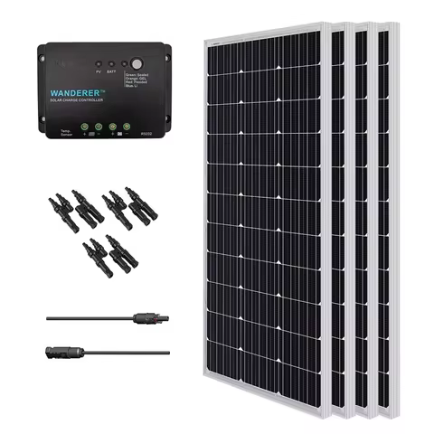 Renogy 400 Watts 12 Volts Monocrystalline Solar RV Kit Off-Grid Kit with Adventurer 30A PWM LCD Char