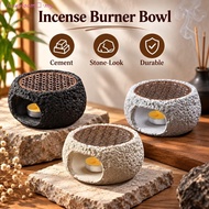 LUXEBLOOM​ Candle Warmer, Retro Cement Incense Burner Bowl, Fragrance Diffuser Stone-Look Creative D