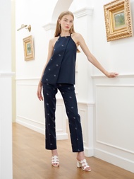 PIMNATTA Tintin Pants กางเกงขายาวทรงกระบอกเล็ก ทอลายโลโก้แบรนด์