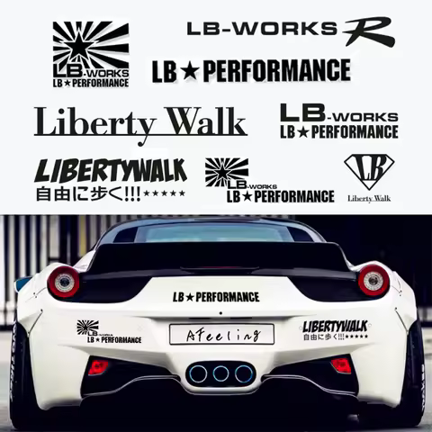 Performance Liberty Walk LB Rising Wide-bodied Modified Racing Bumper Sticker Reflective Car Window 