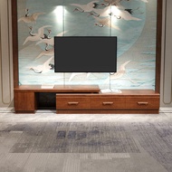 New Chinese Style Solid Wood TV Cabinet Walnut Movie Cabinet Light Luxury Retractable TV Cabinet Sma