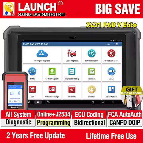 LAUNCH X431 PAD V ELITE Online J2534 ECU Programming Tool Coding Bidirectionnal OBD2 Scanner All Ser