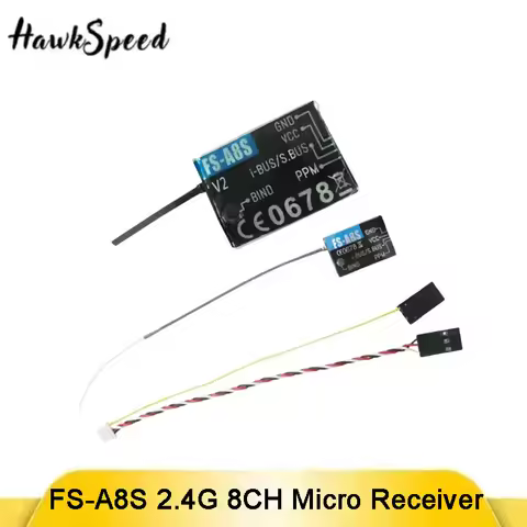 FS-A8S 2.4G 8CH Micro Receiver, PPM/i-BUS/SBUS AFHDS 2A 1.2g Ultra-Light for FPV Racing Quad & Flysk