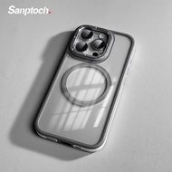 Sanptoch For Magsafe Diamond Clear Phone Case For iPhone 15 14 13 Pro Max Transparent PC Hard Cover 