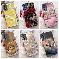 For Motorola Moto G62 5G New Elegant Floral Cat Painting Casing MOTO G62 5G Soft Silicone TPU Phone 