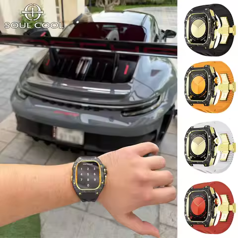 Soul Cool Carbon Fiber For Apple Watch Case Ultra 3/2 49mm Luxury Glod Modification iWatch Protectio