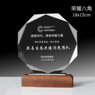 Wooden Base Crystal Trophy Creative Honor Medal Company Staff Annual Meeting Trophy