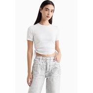 Miaomiao Chen Lijun-Inspired CK Jeans24 Women's Drawstring Hem Embroidered T-shirt - Stylish Casual 