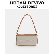 URBAN REVIVO ทอสามมิติพิมพ์ข้อความไหล่เดียวใต้วงแขนกระเป๋ากระเป๋าถือหญิง AW28TB2N2002 Ivory white