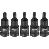 HARFINGTON 5pcs T45 Torx Bit Socket 55mm/2.17" Length 1/2" Square Drive Star 6 Point Extension Impac