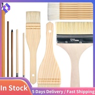 9 Piece Pottery Glaze Brush Set, Wooden Long Handle Glaze Brushes of Different Shapes, Suitable for 