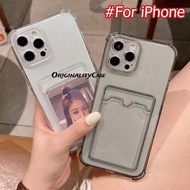 Card Holder Case For iPhone 11 13 15 16 14 12 17 Pro Max X XR XS Max 17Air 7 8 15 Plus SE2 Soft Cove