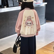 2025 Spring Autumn New Style Girls Stylish Baseball Jacket Kids Fashionable Fall Casual Outerwear