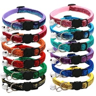Cat Collar Pet Cat Collar with Bell Cat Face Collar Safety Buckle Cat Collar Glitter Collar