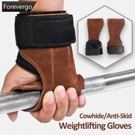 FOREVERGO 1 Pair Cowhide Fitness Gloves Pull Grip Weightlifting Gym Anti-Skid Men Women Bodybuilding